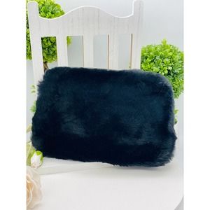 New Banana Republic Black Faux Leather Fur Satchel Handbag